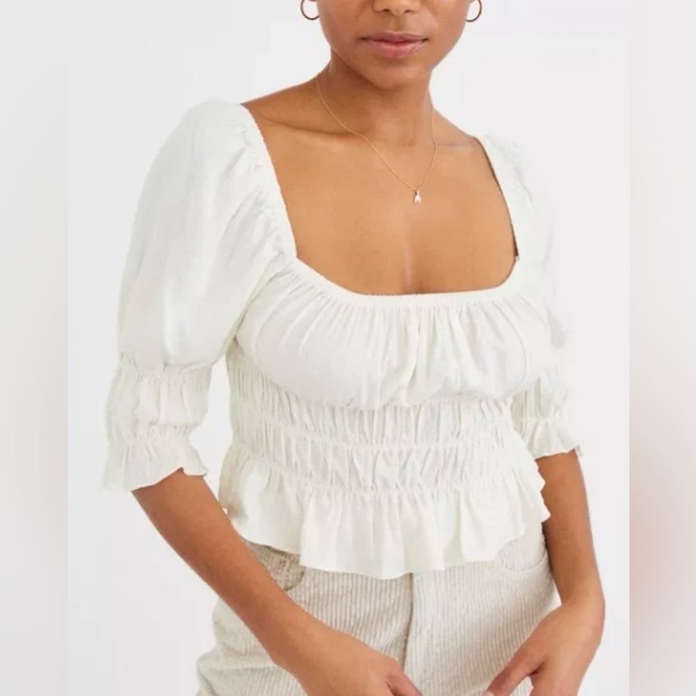 Urban Outfitters cream smocked top, XS